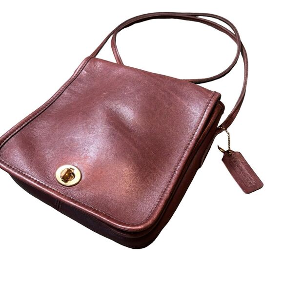 Coach Vintage Brown Leather Turn Lock Compact‎ Pouch Crossbody 9620 - Picture 3 of 8